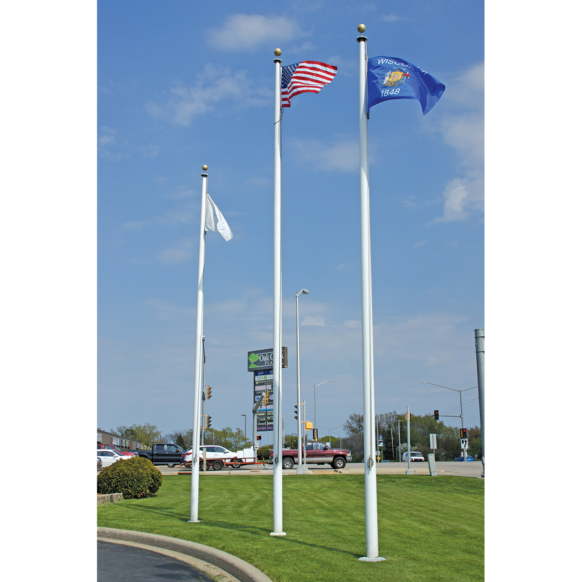 Residential Fiberglass Ground Set Flagpoles and Yardarms On Embassy ...